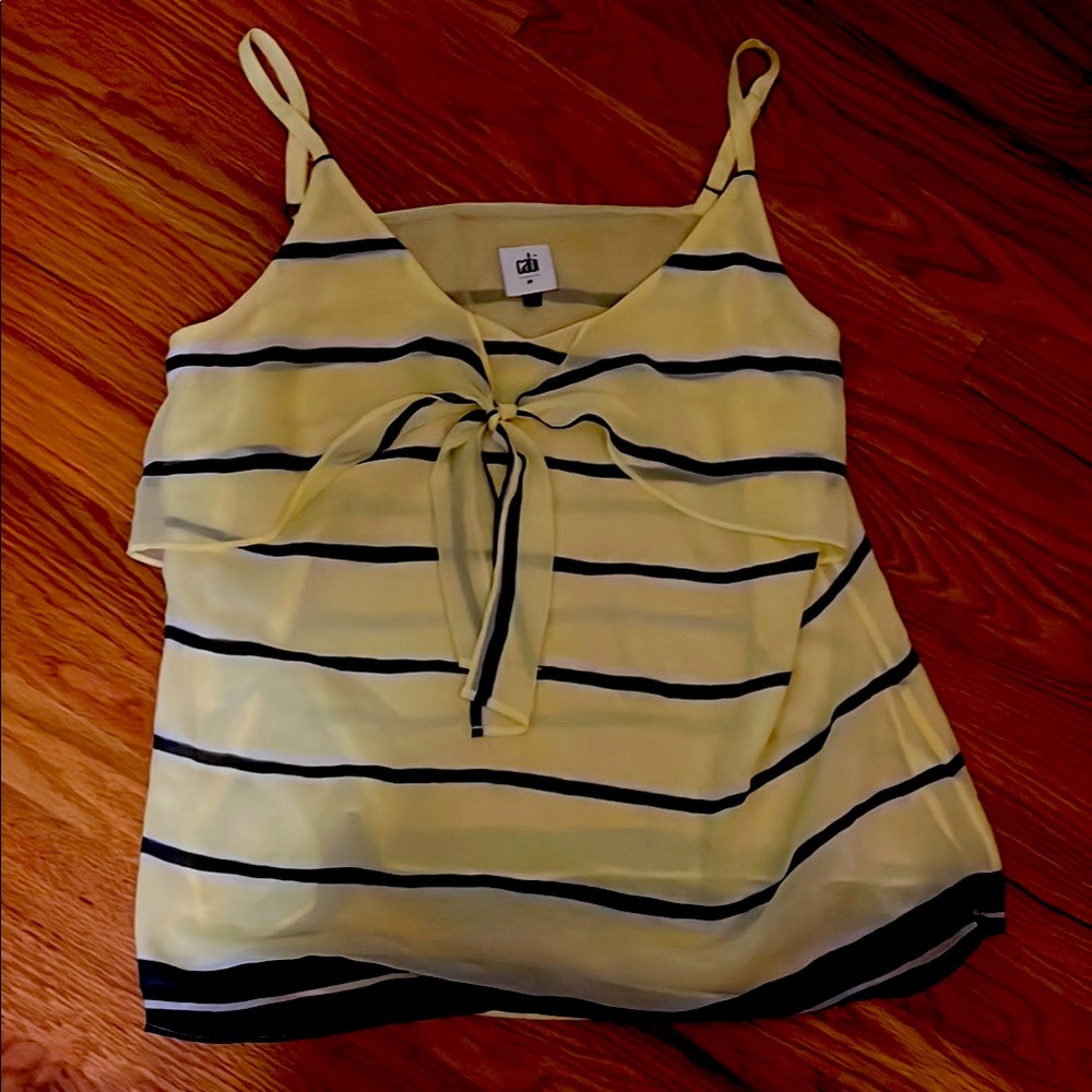 Cabi Yellow and Black Tie Front Camisole